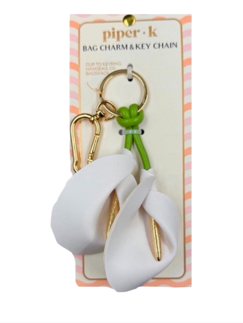 🤍▪️piper K ▪️ White Calla Lily Flower Bag Charm & Key Chain